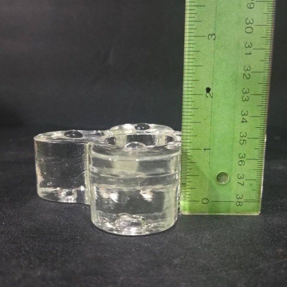 Blenko Mid Century‎ Candle Holder, Handmade Clear Art Glass, Vintage Home Decor